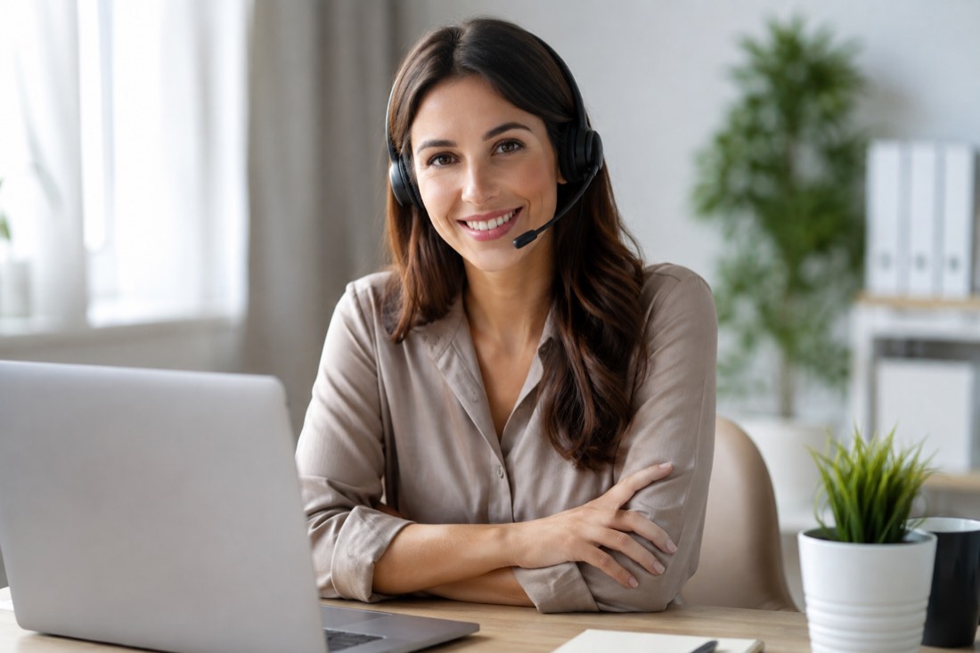 Conseillère du service client au téléphone